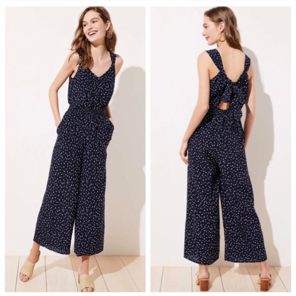 LOFT | NWOT Navy Polka Dot Jumpsuit
